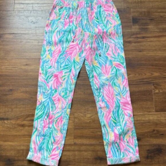 Lilly Pulitzer Women’s Taron Mid-Rise Sea Turtle Soirée Linen Pants Size XS - Picture 1 of 8